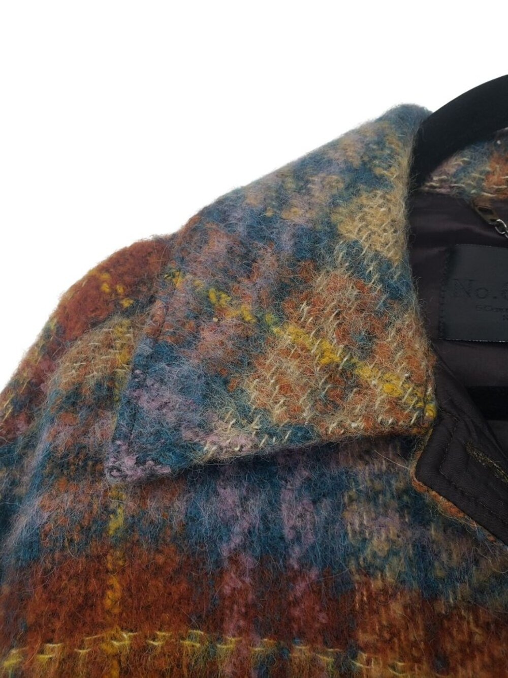 No. 6 Store Wilson Jacket Wool Blend Plaid Shacket Oversized Fuzzy Blue Purple - Picture 4 of 13